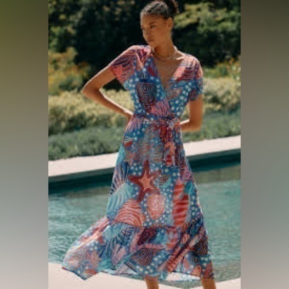 FARM RIO x Anthropologie V-Neck Printed Wrap Dress